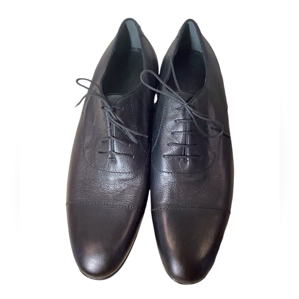 GUCCI MEN'S DESIGNER SHOES BLACK PEBBLED LEATHER OXFORDS Size 11.5 - Picture 3 of 7